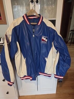 Blue and Cream Racing Bomber Jacket